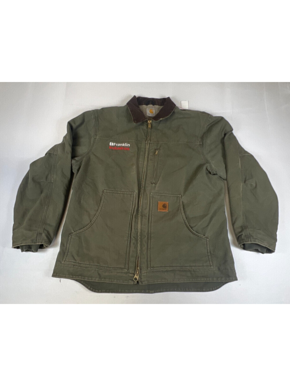 Carhartt C61 ARG Men Large Regular Green Canvas Work Jacket